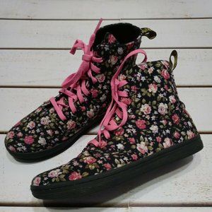 Dr. Martens Hackney Boot Floral Black Pink Women's Size 7